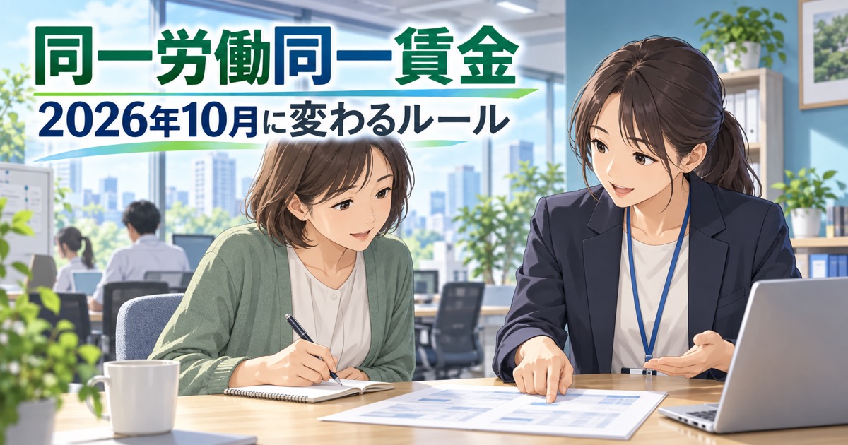 正社員とパートの待遇差について説明を受ける場面