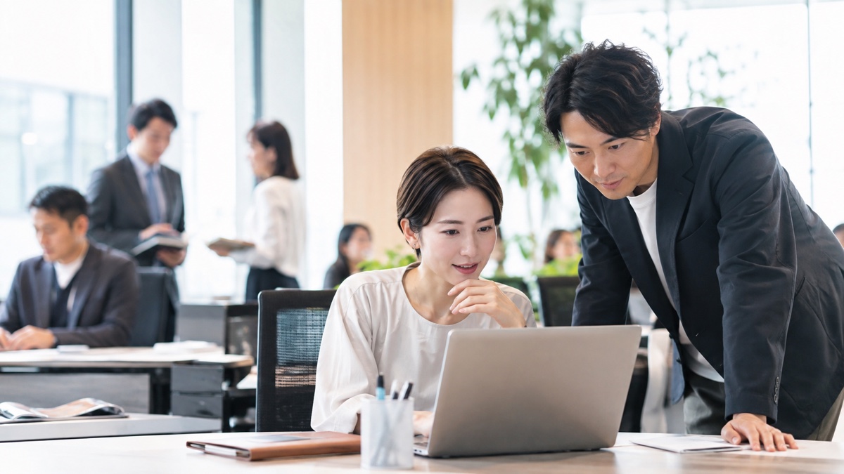 30〜40代の男女が働くオフィス
