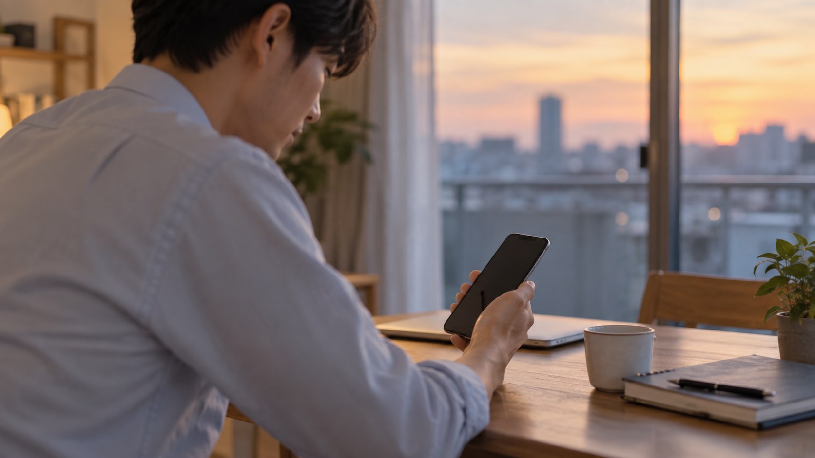 不採用通知を見て考え込む会社員