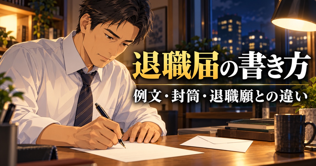 退職届を書く40代の男性のイメージ