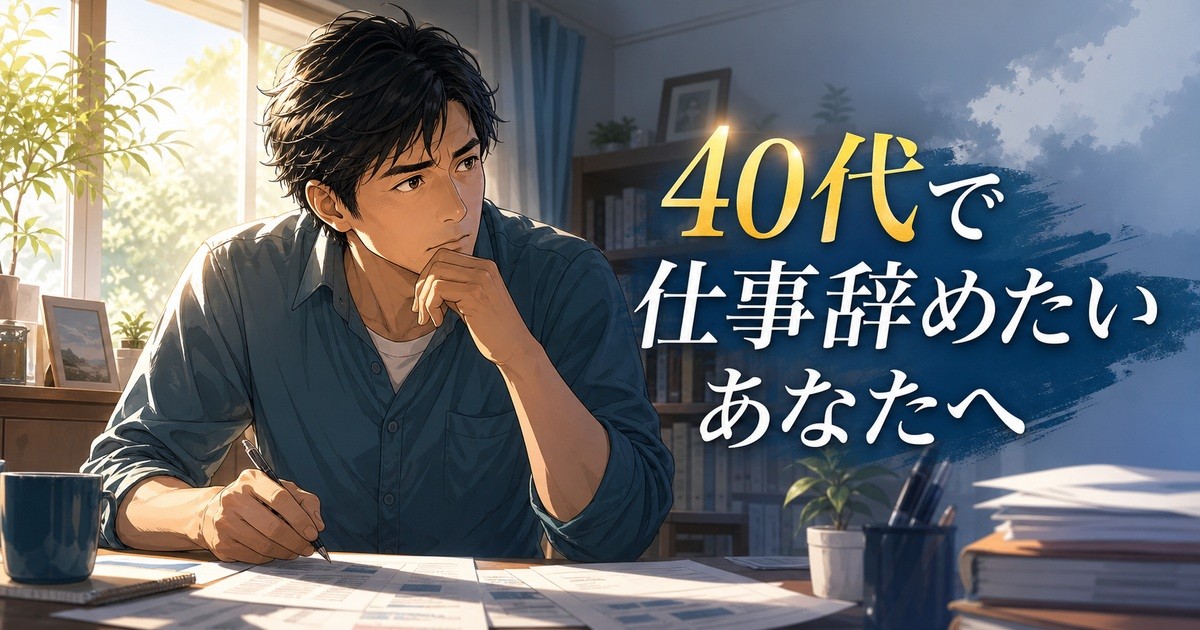 40代で仕事を辞めたい人が退職後のお金の現実と準備を考えるアイキャッチ