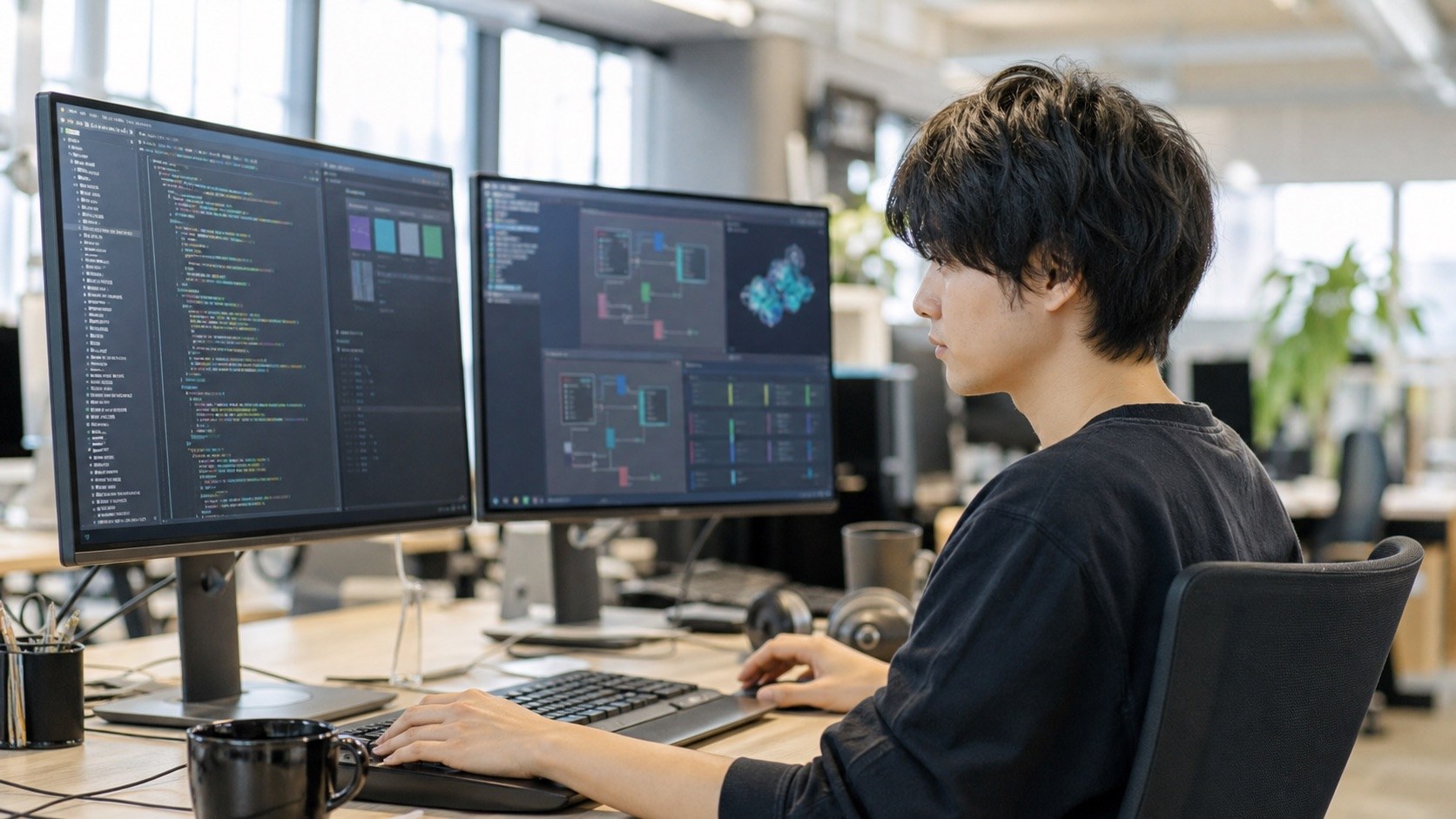 ゲーム業界への転職を目指してポートフォリオを準備する様子