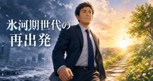 氷河期世代が支援策を使って再出発するイメージのアイキャッチ