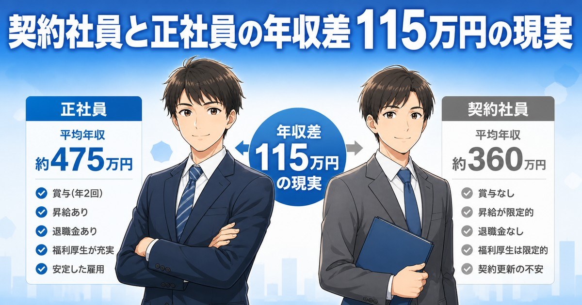契約社員と正社員の年収差115万円の現実