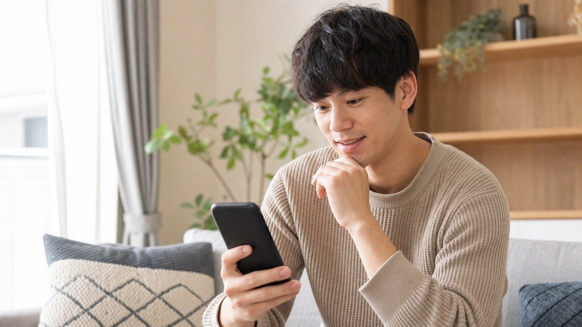 スマホで退職代行サービスを調べて相談する様子