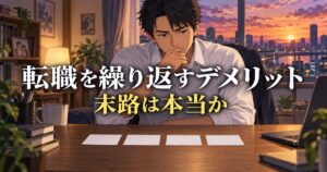 職歴を振り返りながら次の一歩を考える40代の男性のイメージ