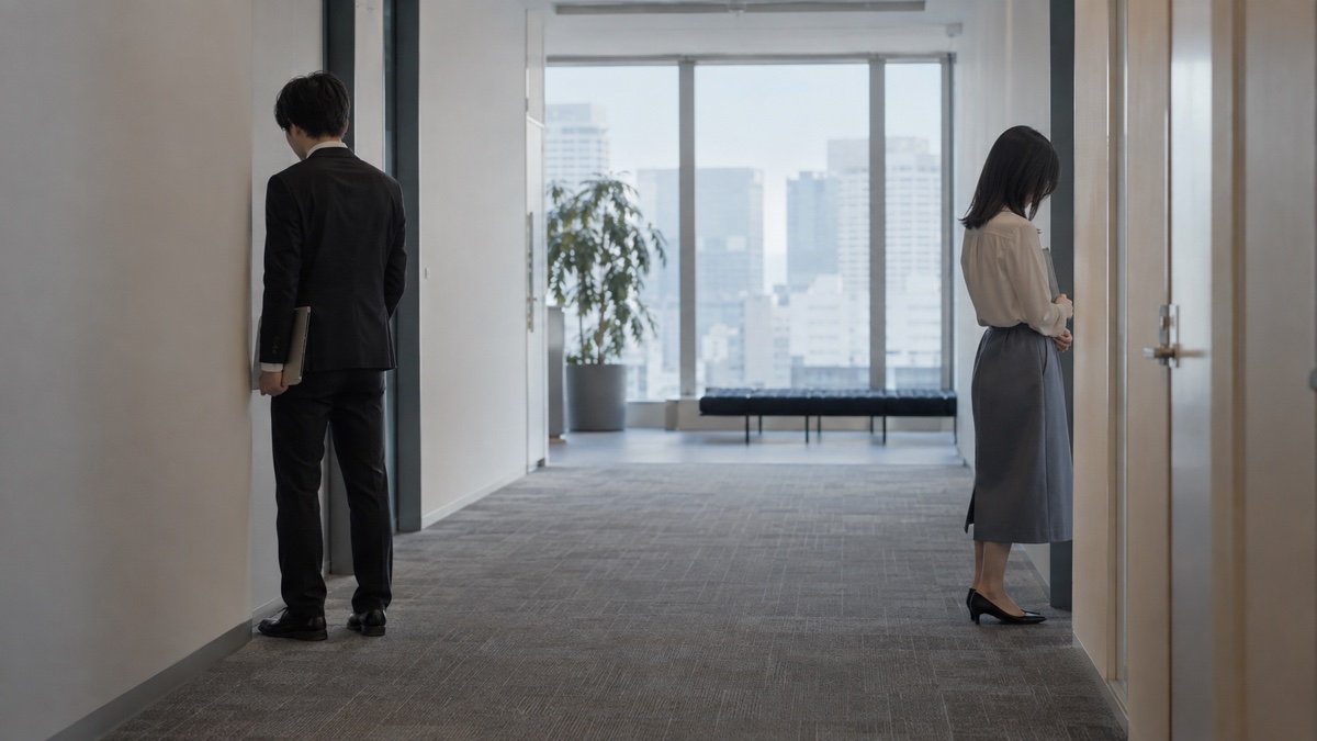 オフィスで距離を感じながら働く社員たち
