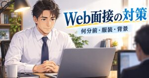 自宅でWeb面接に臨む40代の男性のイメージ