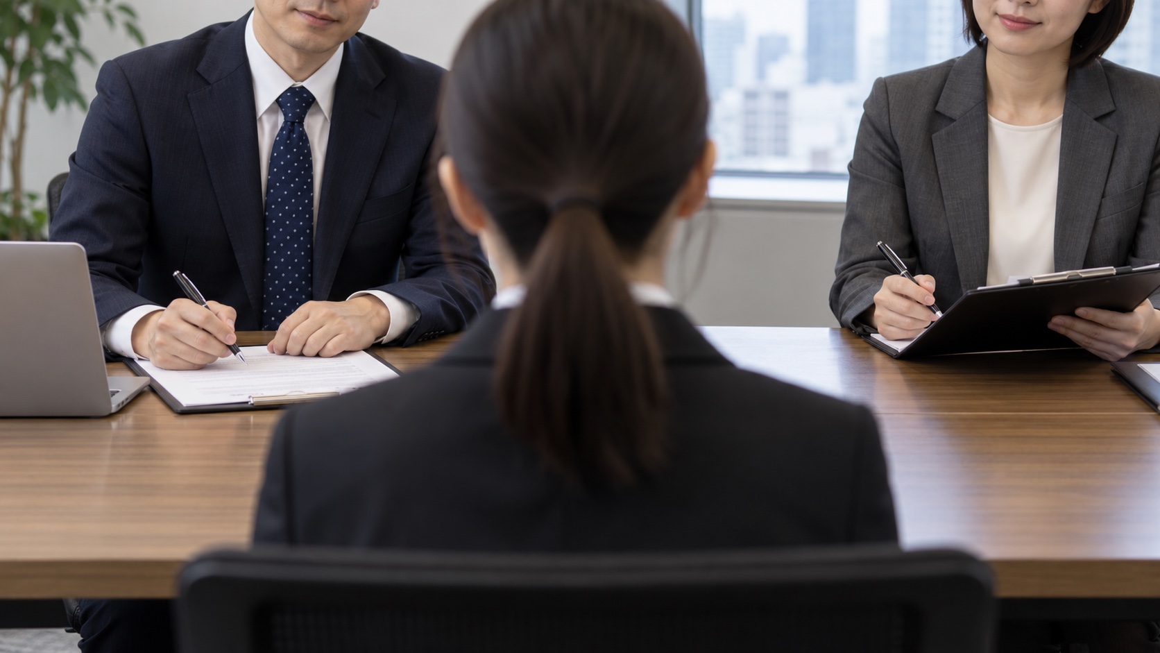 応募者の質問に耳を傾ける面接官