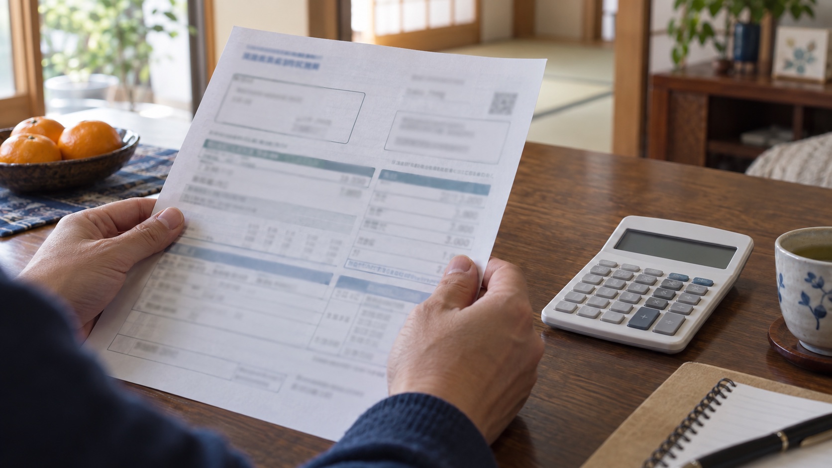 住民税の通知書を見る手元