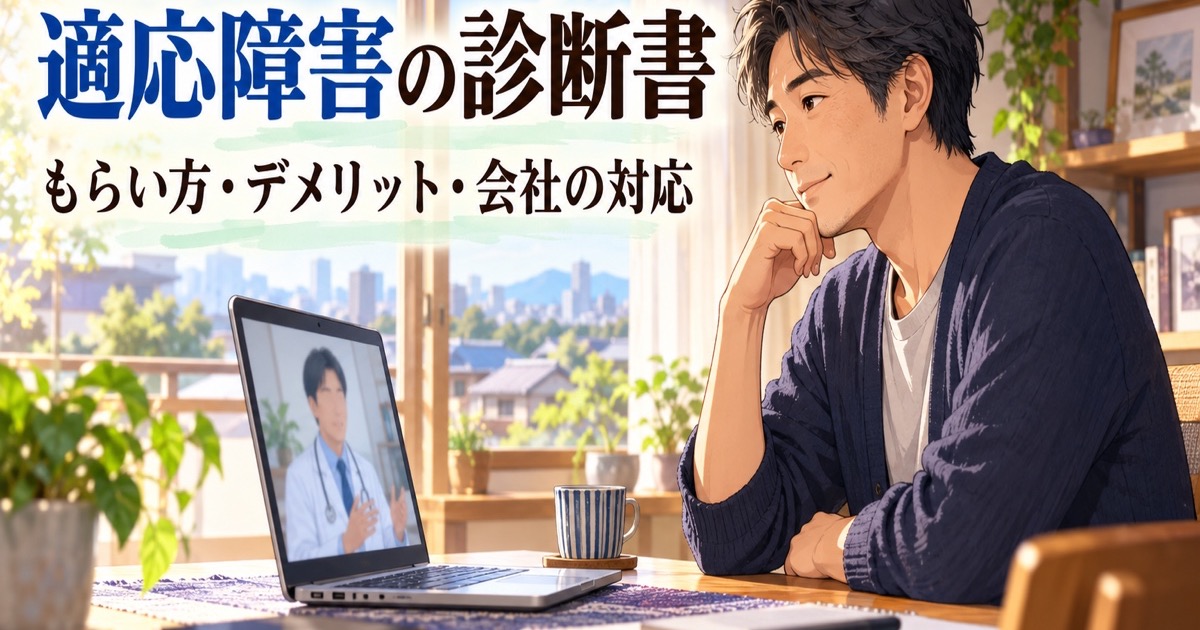 自宅でオンライン診療を受ける40代の日本人男性のイメージ