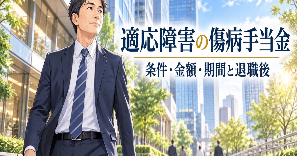 会社のビルを背に、前を向いて歩き出す40代の日本人男性のイメージ