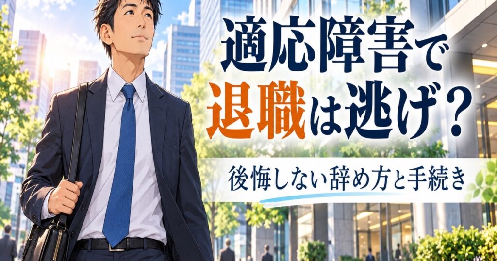 会社のビルを背に、前を向いて歩き出す40代の日本人男性のイメージ